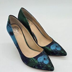 Vince Camuto VC Savilla Floral Blue Green Pointed Toe Heels Size 9M